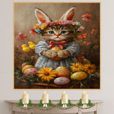 Kitten in Easter Outfit, Lovely Spring Art for Cat Lovers, Easter Holiday Decorations, Cute Cat Portrait for Home, Wall Art on Canvas Wrap, Framed Print, or Rolled Artwork for Living Room or Bedroom